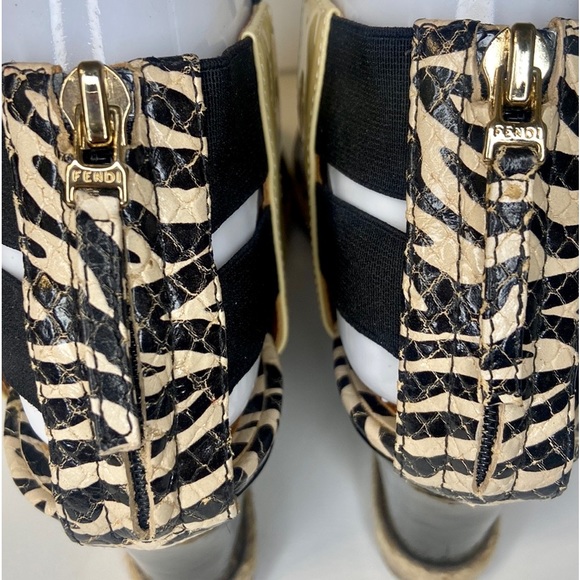 Fendi Carioca Zebra Wedge Sandals Size 38 - Picture 6 of 14